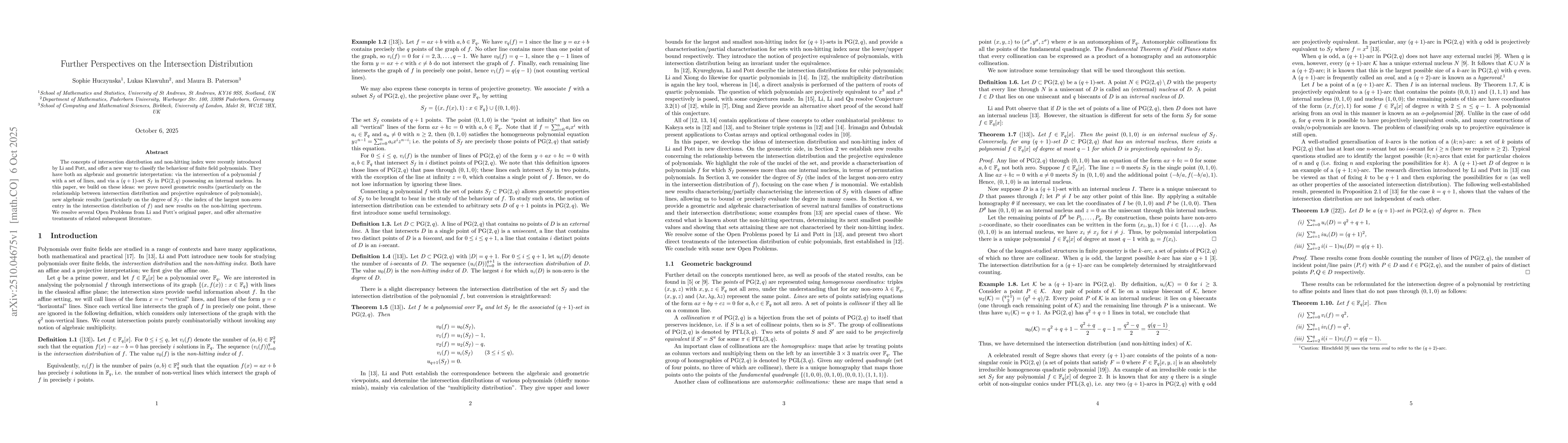 Thumbnail for Further Perspectives on the Intersection Distribution