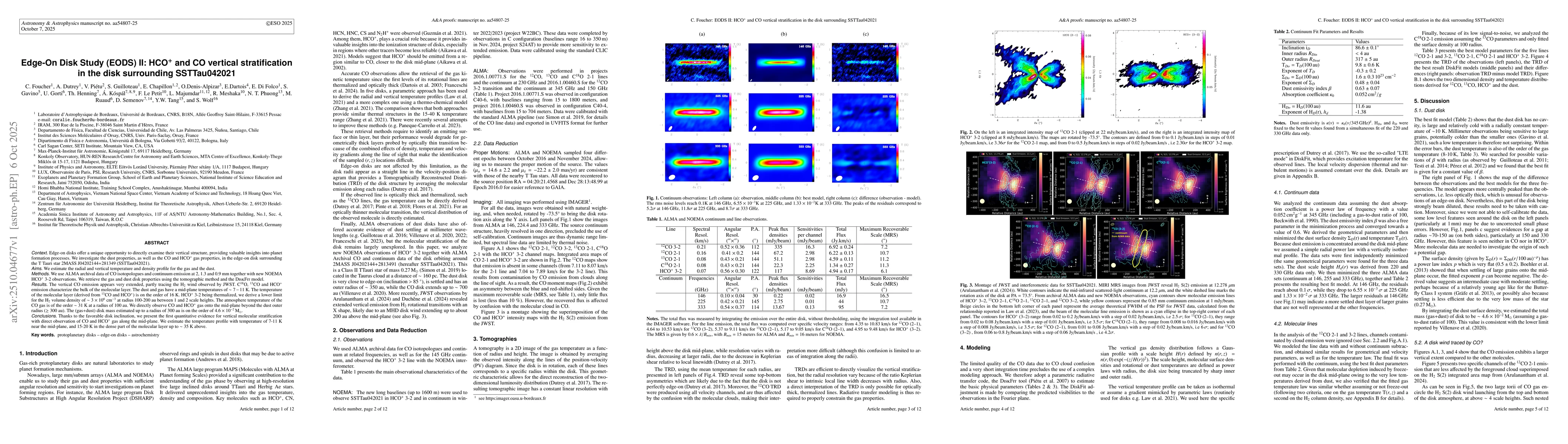 Thumbnail for Edge-On Disk Study (EODS) II: HCO$^+$ and CO vertical stratification in
  the disk surrounding SSTTau042021