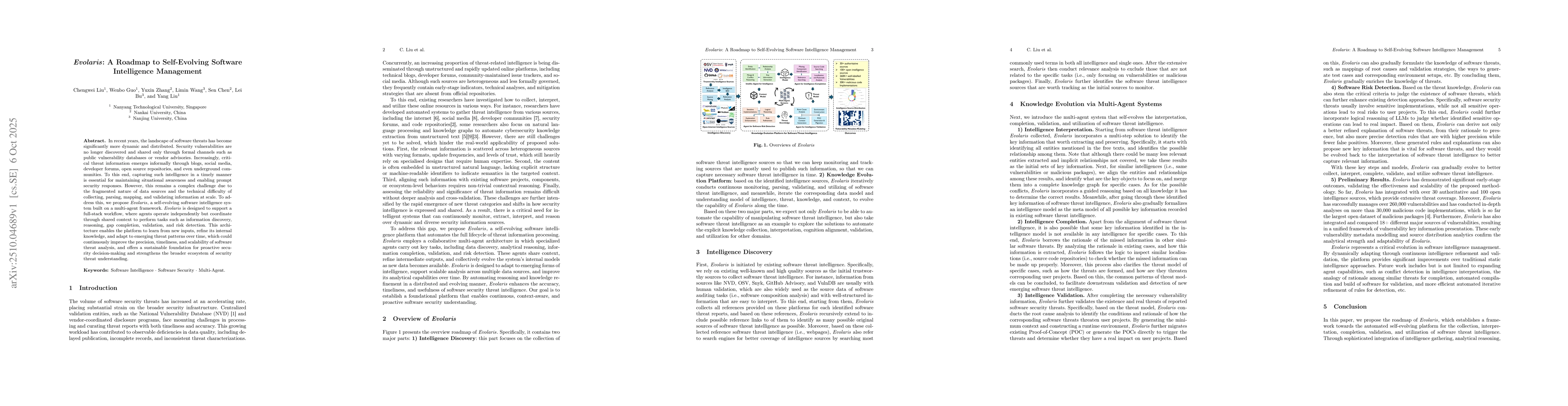 Thumbnail for Evolaris: A Roadmap to Self-Evolving Software Intelligence Management