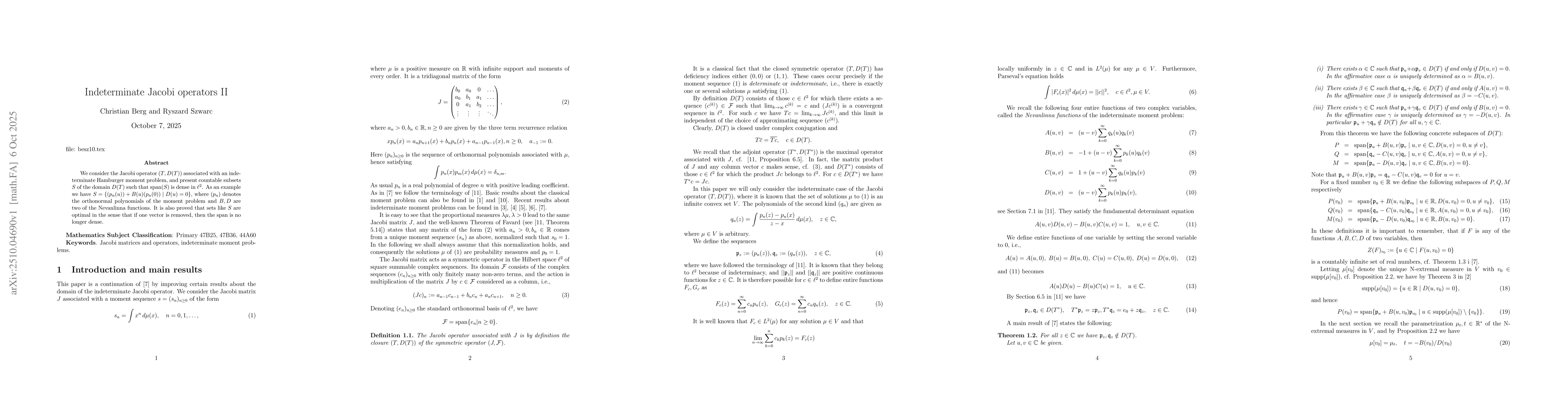 Thumbnail for Indeterminate Jacobi operators II