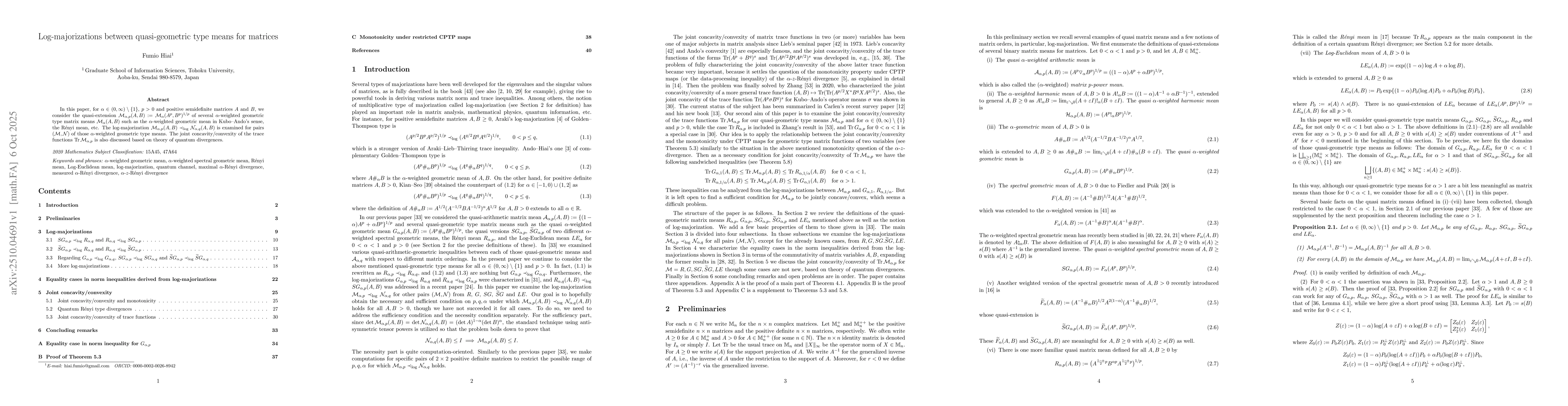 Thumbnail for Log-majorizations between quasi-geometric type means for matrices