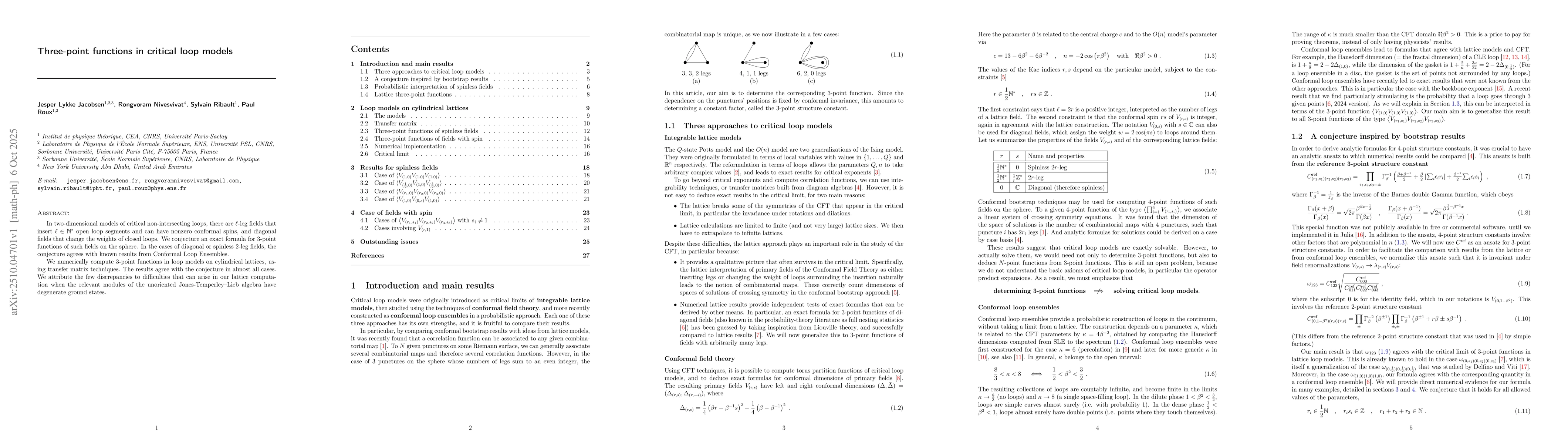 Thumbnail for Three-point functions in critical loop models