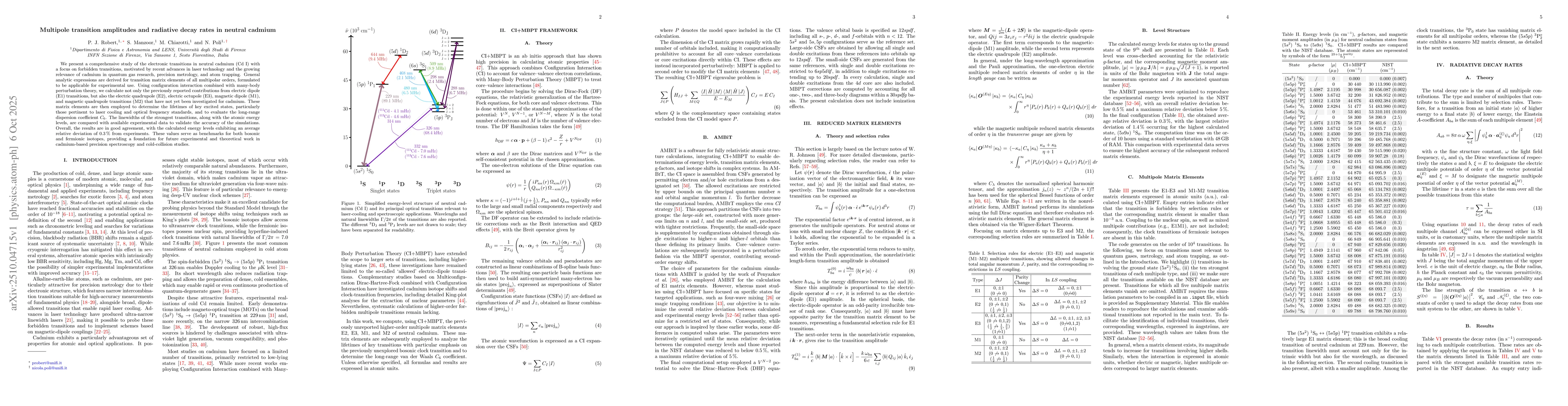 Thumbnail for Multipole transition amplitudes and radiative decay rates in neutral
  cadmium