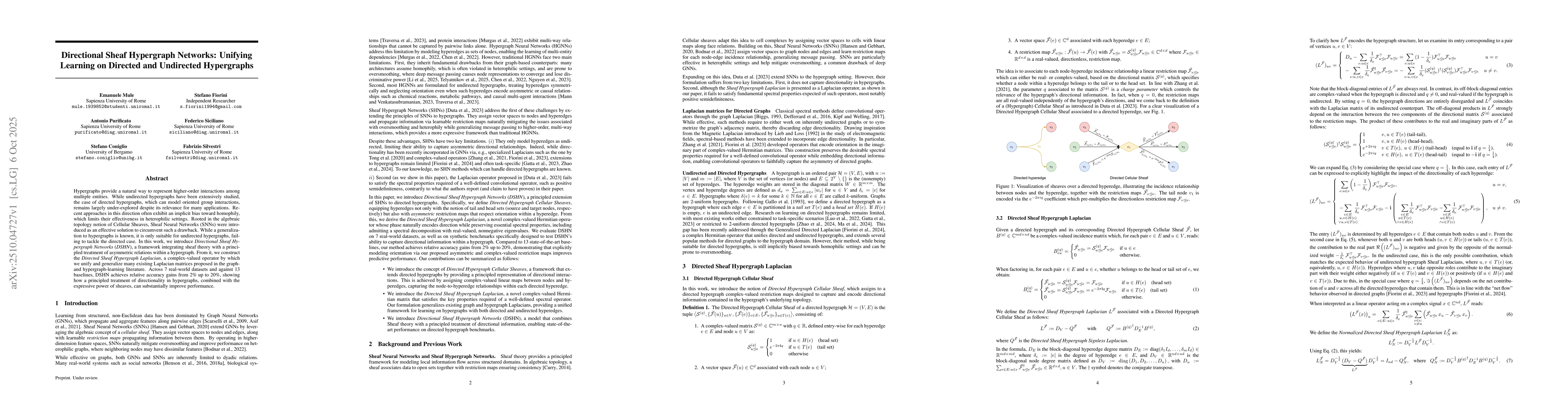 Thumbnail for Directional Sheaf Hypergraph Networks: Unifying Learning on Directed and
  Undirected Hypergraphs