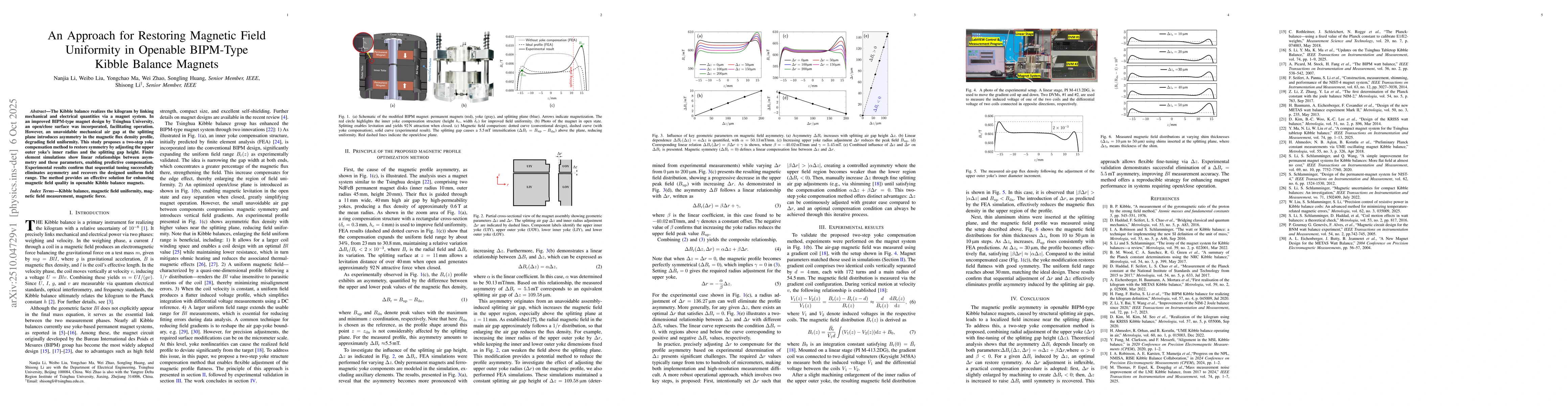 Thumbnail for An Approach for Restoring Magnetic Field Uniformity in Openable
  BIPM-Type Kibble Balance Magnets