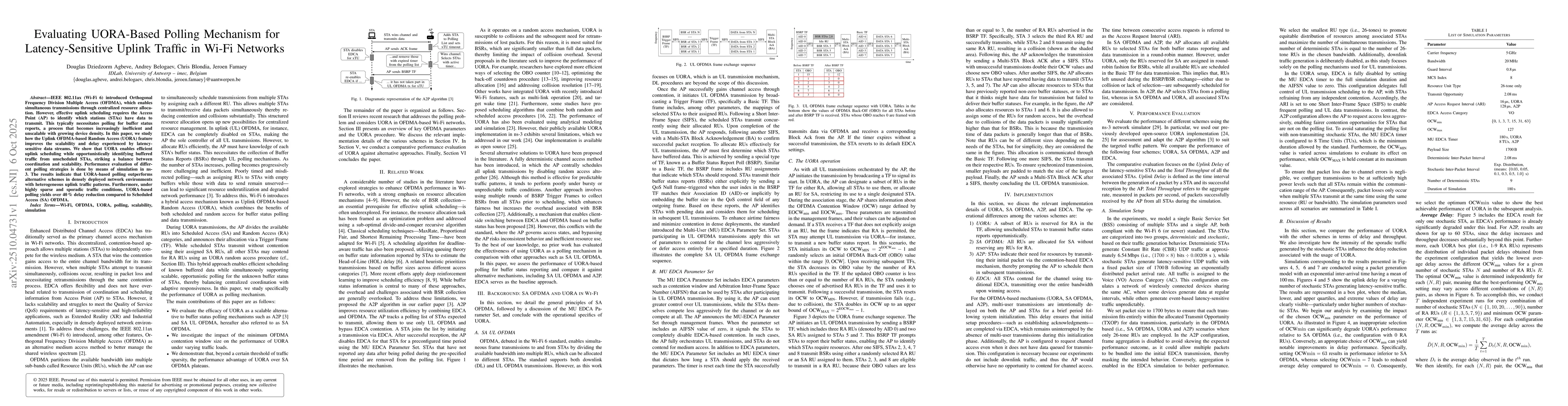 Thumbnail for Evaluating UORA-Based Polling Mechanism for Latency-Sensitive Uplink
  Traffic in Wi-Fi Networks