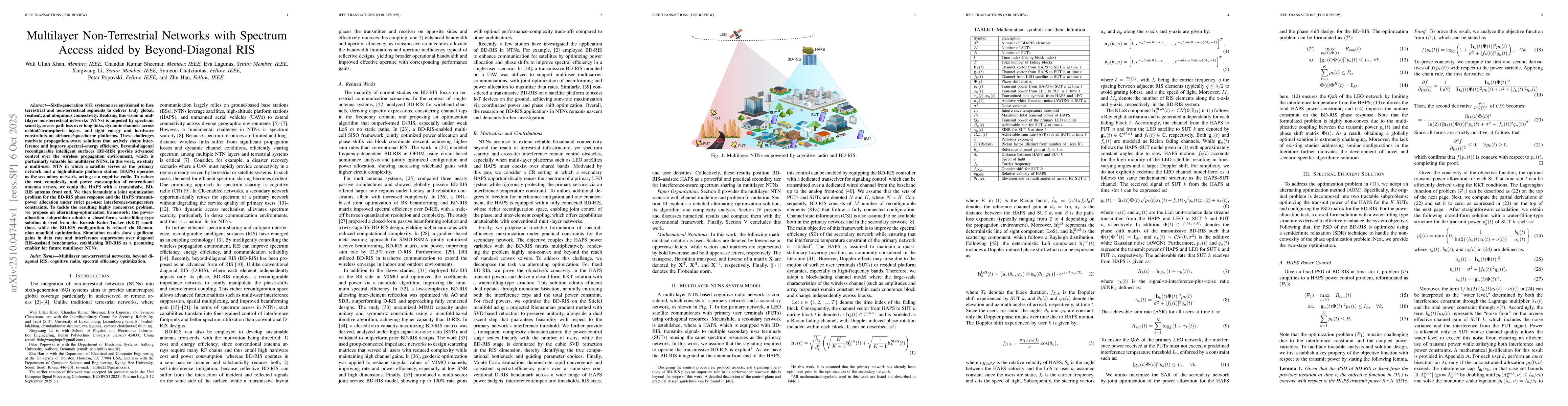 Thumbnail for Multilayer Non-Terrestrial Networks with Spectrum Access aided by
  Beyond-Diagonal RIS