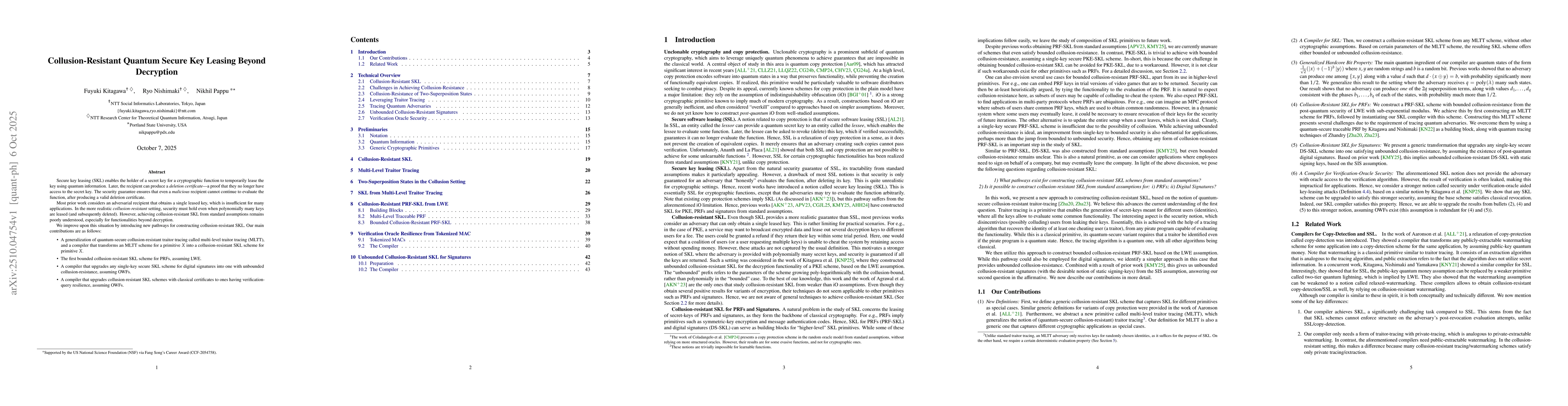 Thumbnail for Collusion-Resistant Quantum Secure Key Leasing Beyond Decryption