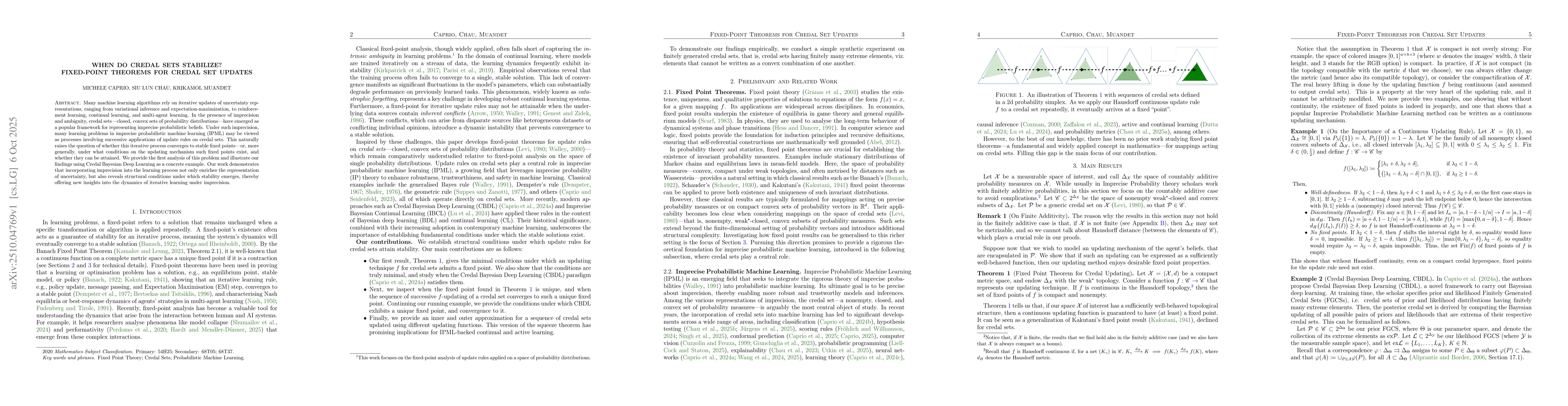 Thumbnail for When Do Credal Sets Stabilize? Fixed-Point Theorems for Credal Set
  Updates