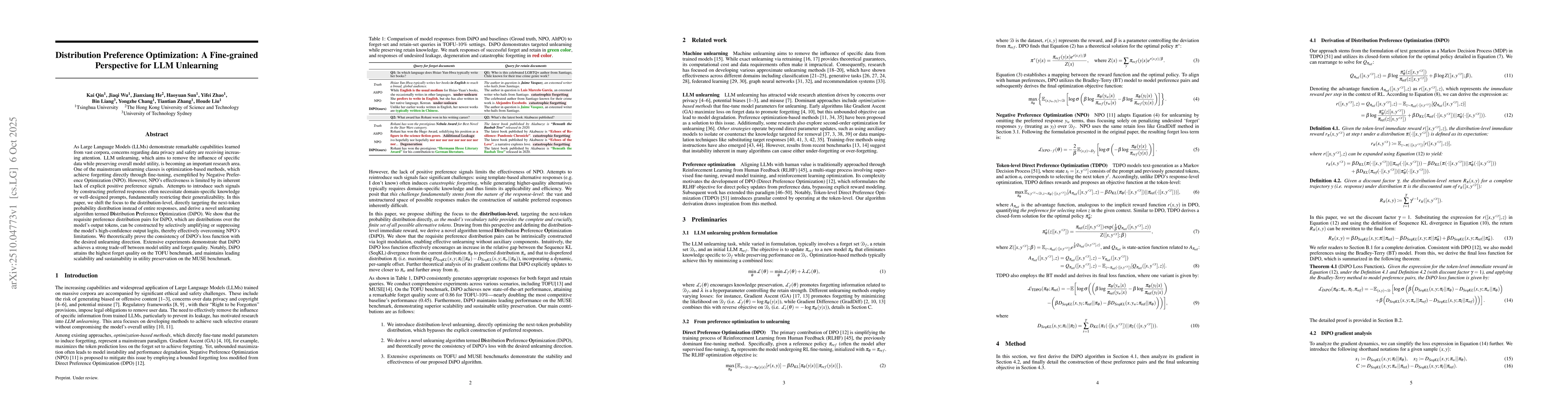 Thumbnail for Distribution Preference Optimization: A Fine-grained Perspective for LLM
  Unlearning