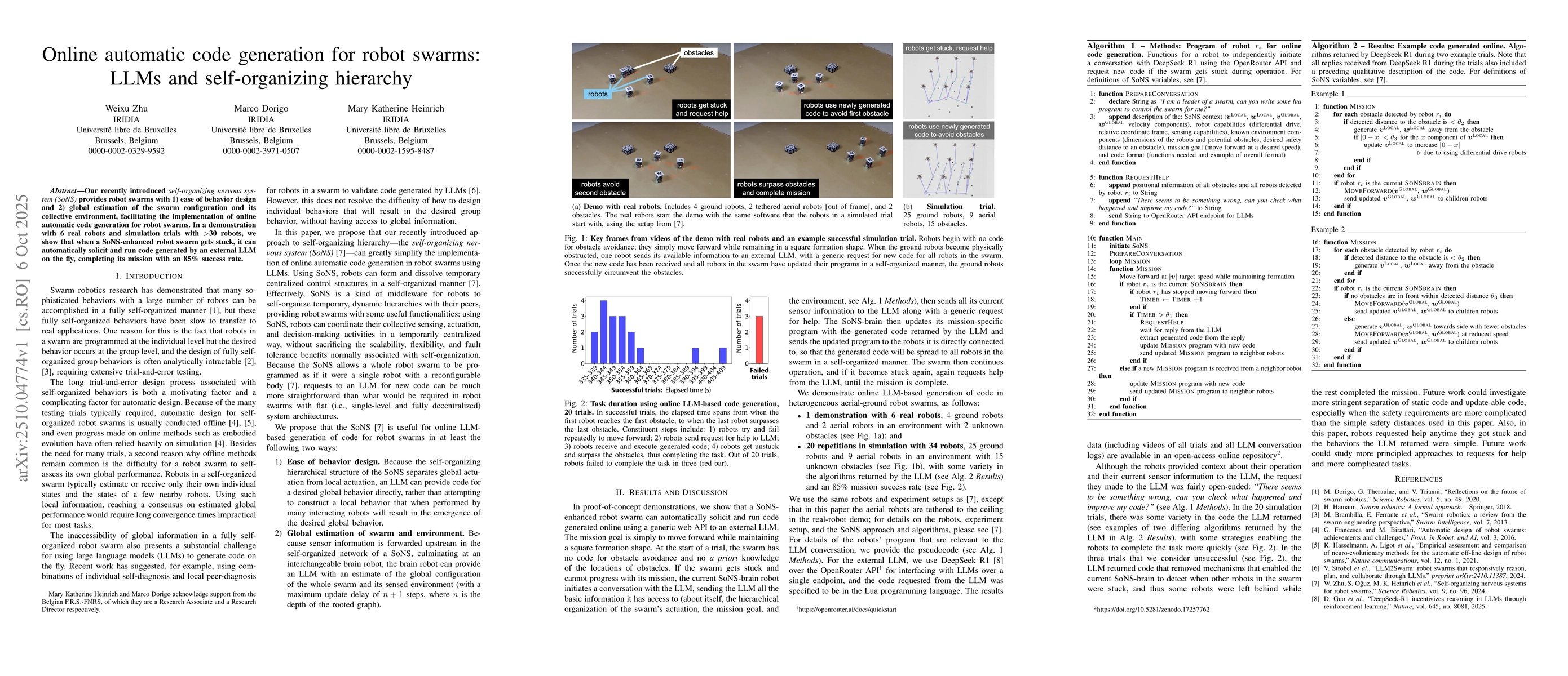 Thumbnail for Online automatic code generation for robot swarms: LLMs and
  self-organizing hierarchy