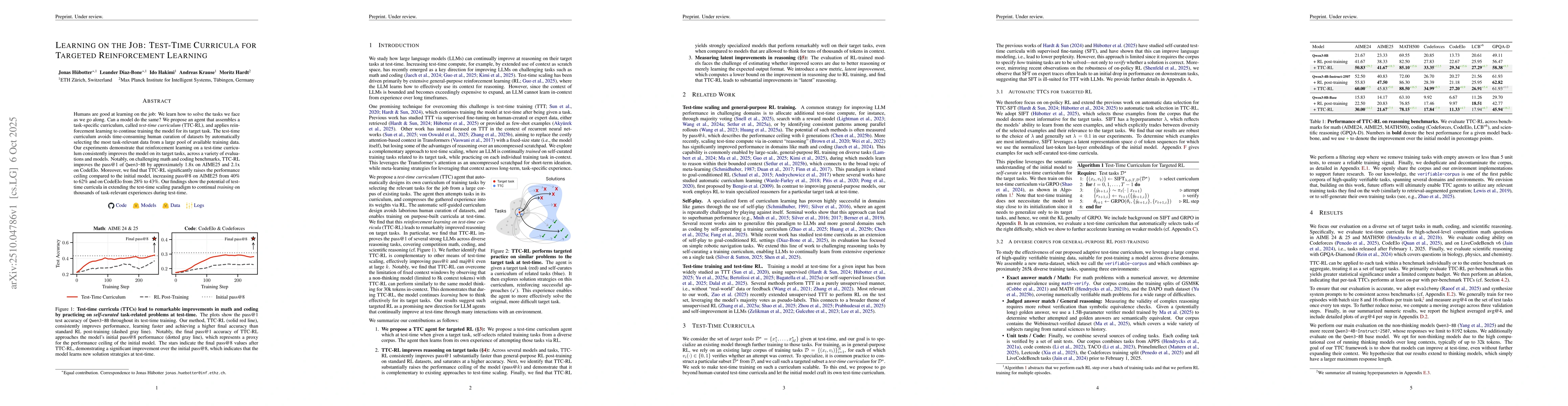 Thumbnail for Learning on the Job: Test-Time Curricula for Targeted Reinforcement
  Learning