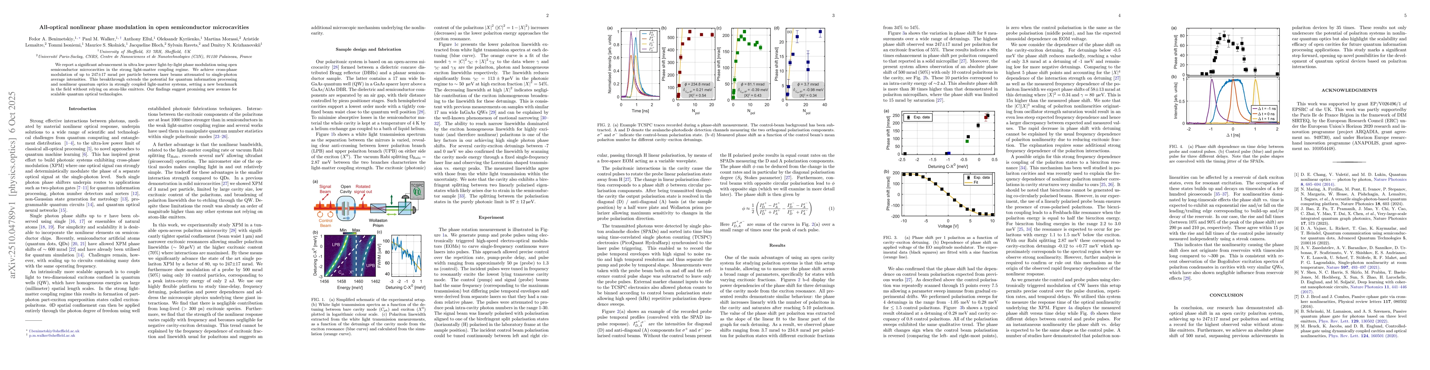 Thumbnail for All-optical nonlinear phase modulation in open semiconductor
  microcavities