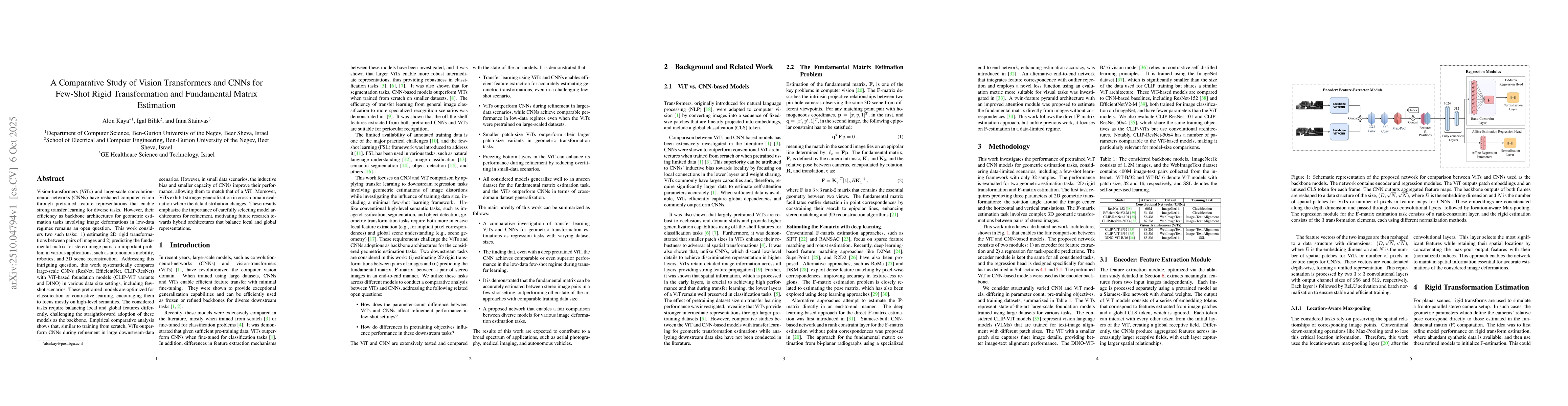 Thumbnail for A Comparative Study of Vision Transformers and CNNs for Few-Shot Rigid
  Transformation and Fundamental Matrix Estimation