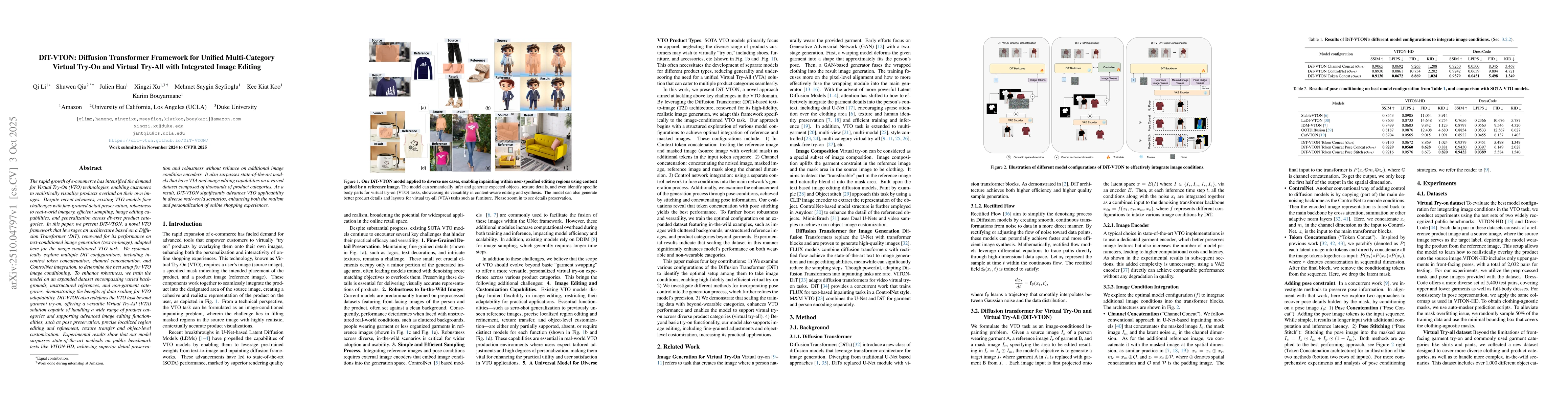 Thumbnail for DiT-VTON: Diffusion Transformer Framework for Unified Multi-Category
  Virtual Try-On and Virtual Try-All with Integrated Image Editing