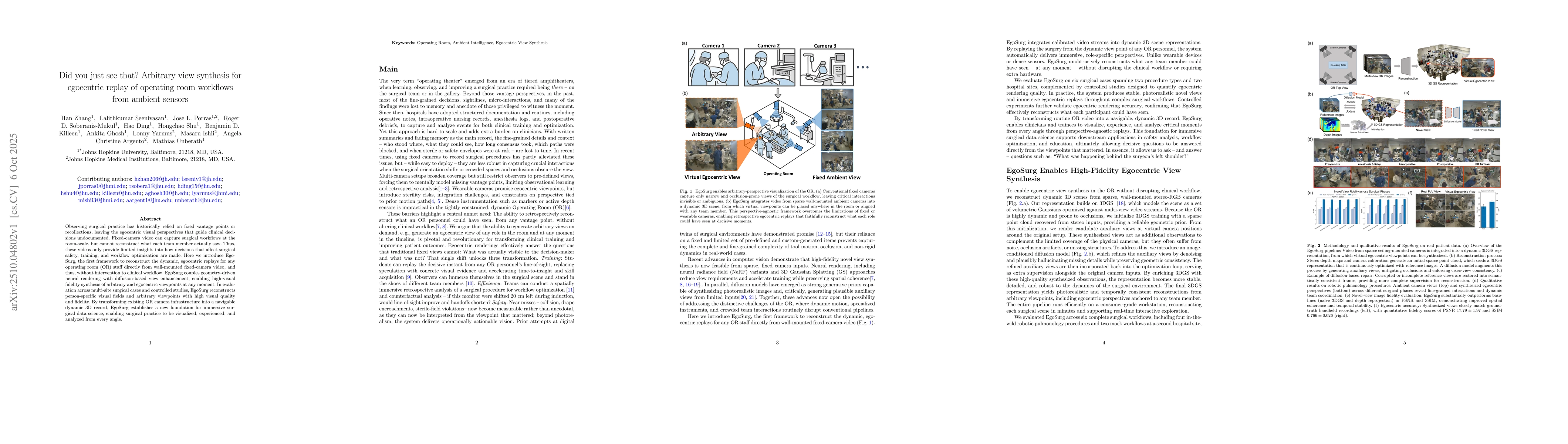 Thumbnail for Did you just see that? Arbitrary view synthesis for egocentric replay of
  operating room workflows from ambient sensors