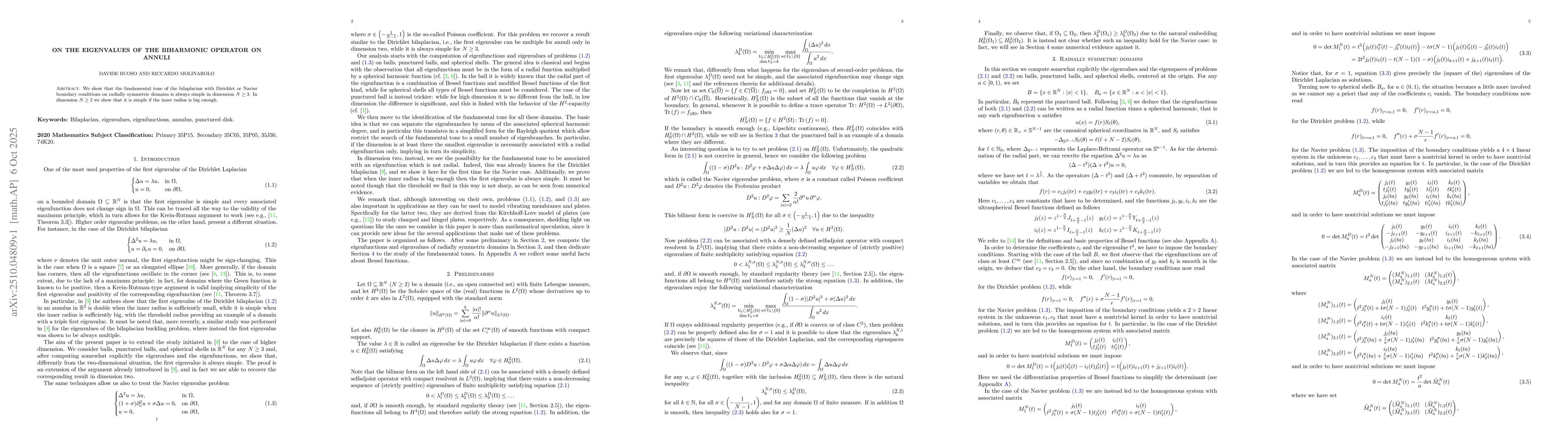 Thumbnail for On the eigenvalues of the biharmonic operator on annuli
