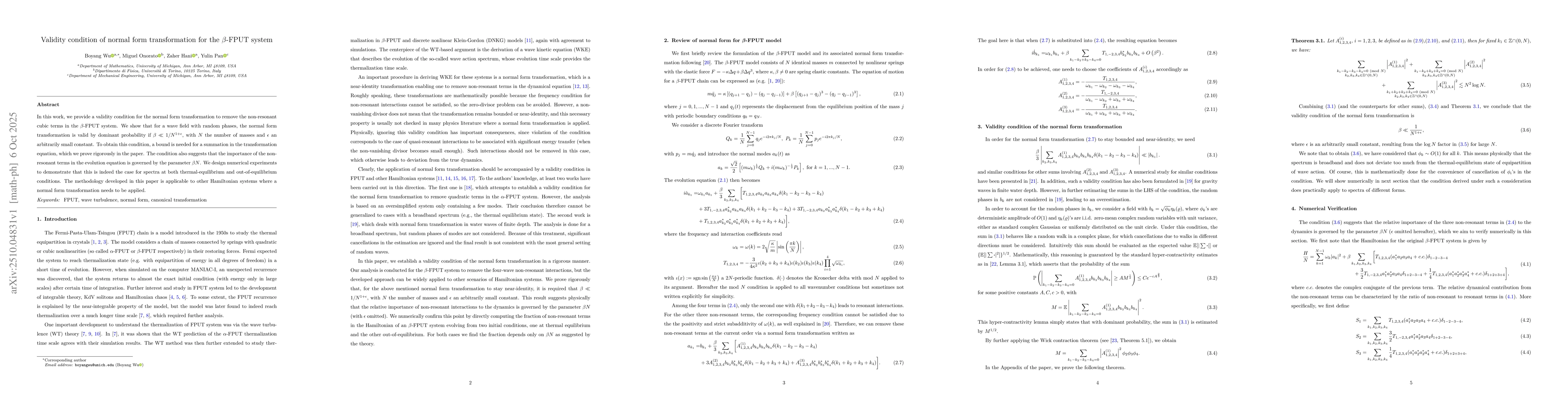 Thumbnail for Validity condition of normal form transformation for the $β$-FPUT
  system