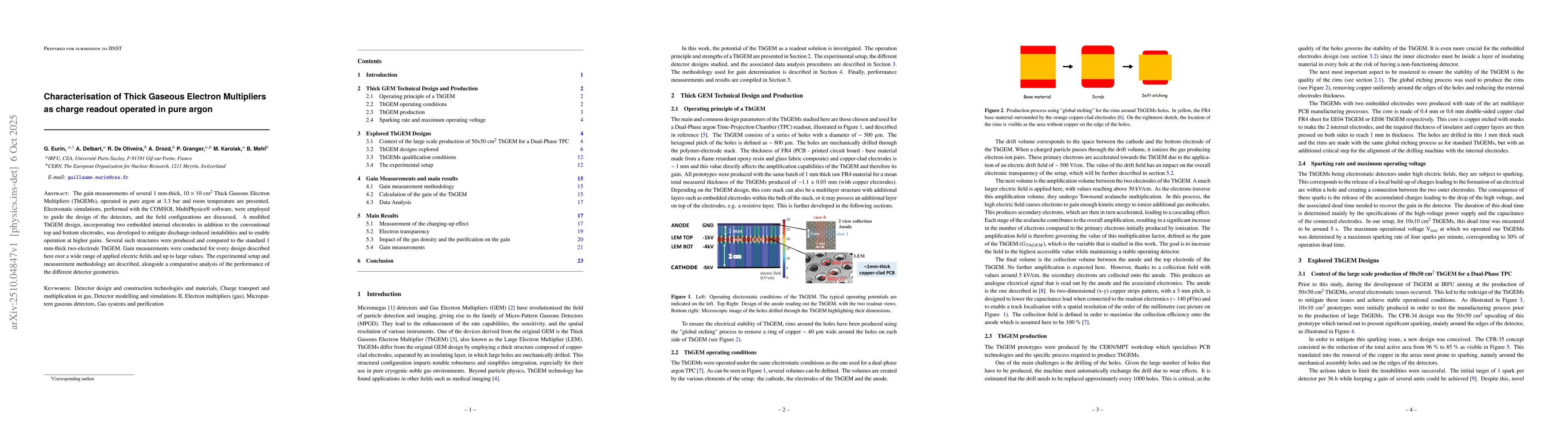 Thumbnail for Characterisation of Thick Gaseous Electron Multipliers as charge readout
  operated in pure argon