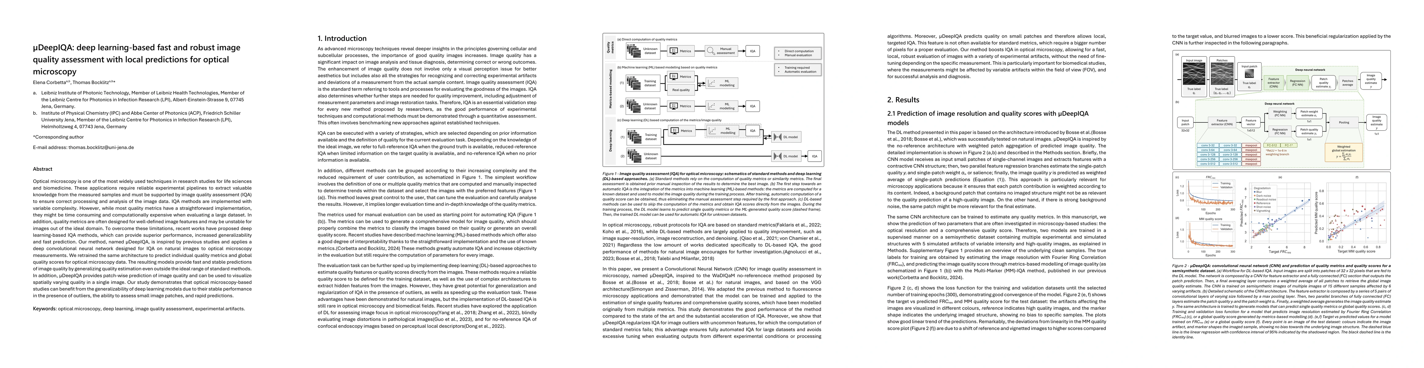 Thumbnail for μDeepIQA: deep learning-based fast and robust image quality
  assessment with local predictions for optical microscopy