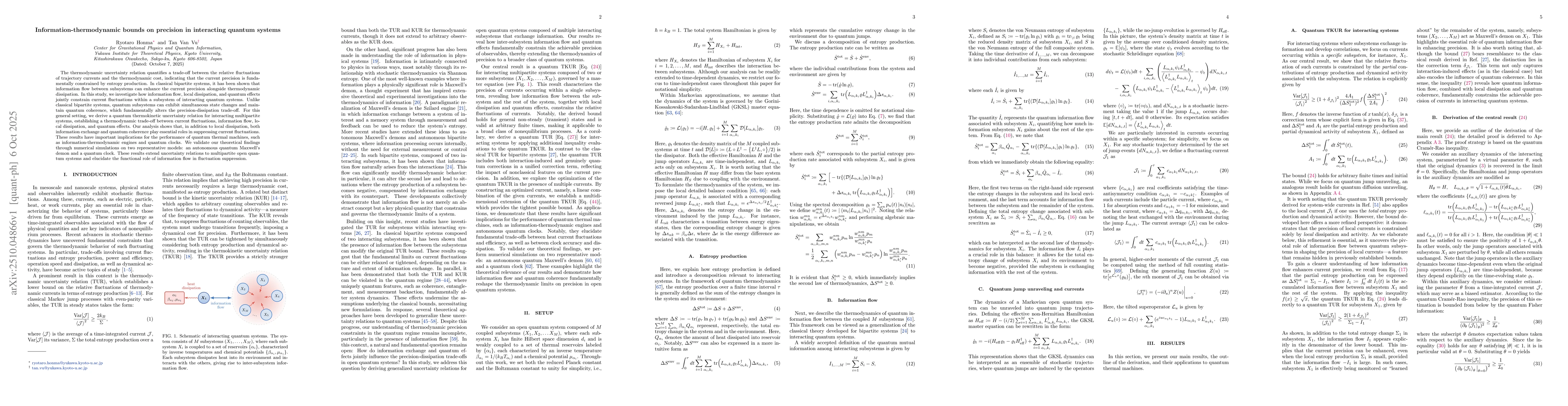 Thumbnail for Information-thermodynamic bounds on precision in interacting quantum
  systems
