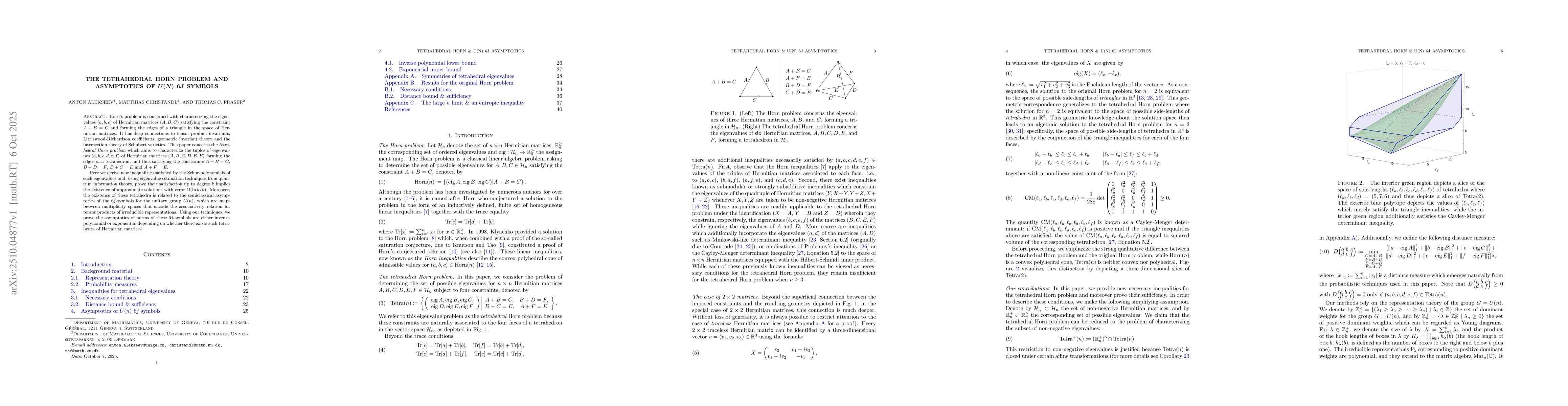 Thumbnail for The tetrahedral Horn problem and asymptotics of U(n) 6j symbols
