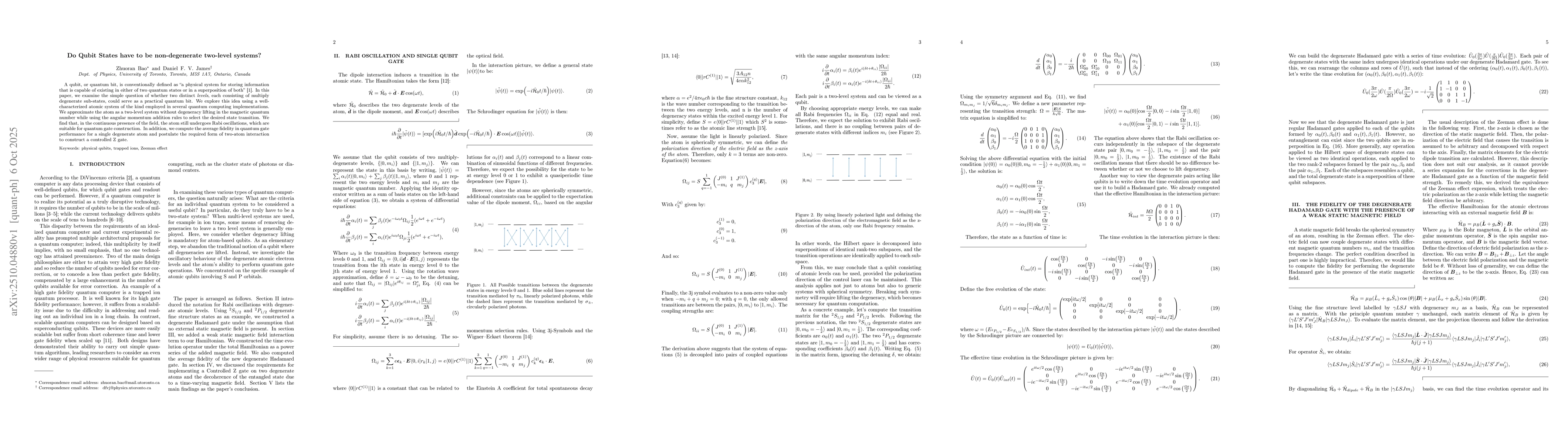 Thumbnail for Do Qubit States have to be non-degenerate two-level systems?