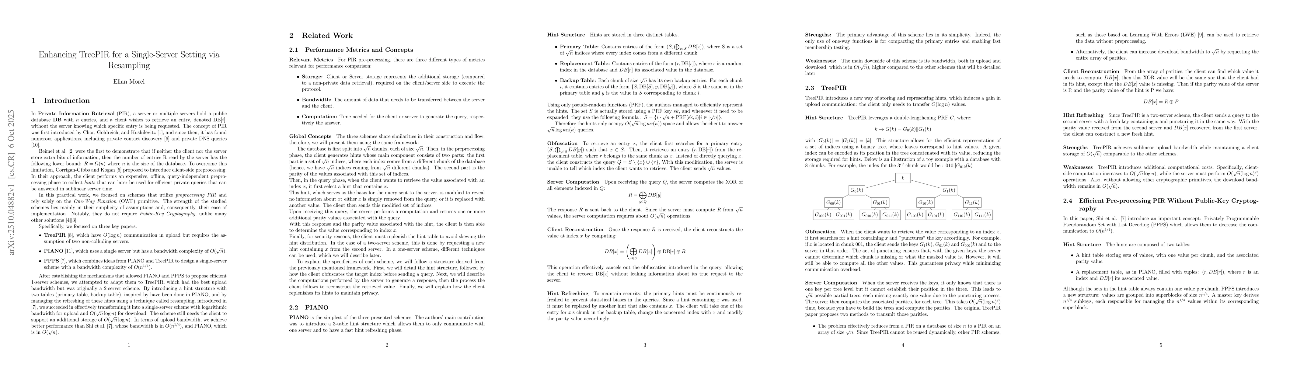 Thumbnail for Enhancing TreePIR for a Single-Server Setting via Resampling