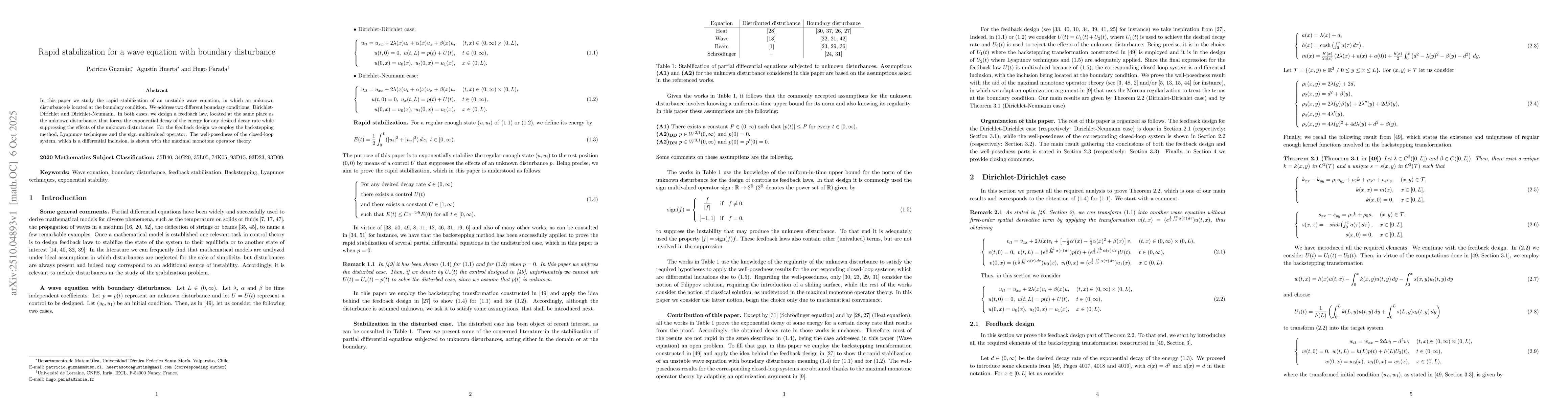 Thumbnail for Rapid stabilization for a wave equation with boundary disturbance