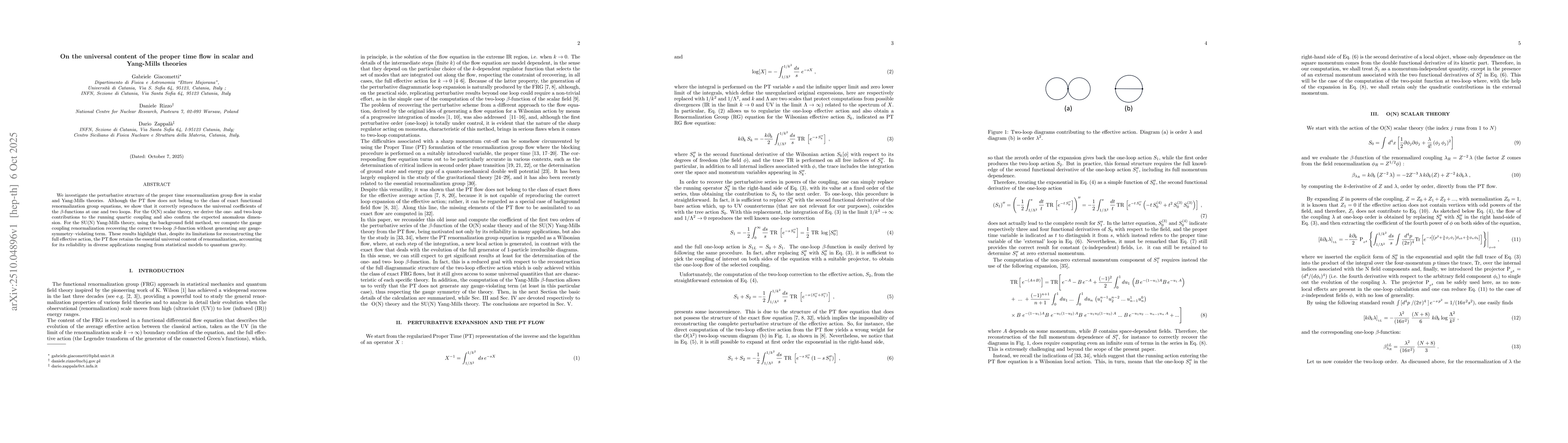 Thumbnail for On the universal content of the proper time flow in scalar and
  Yang-Mills theories