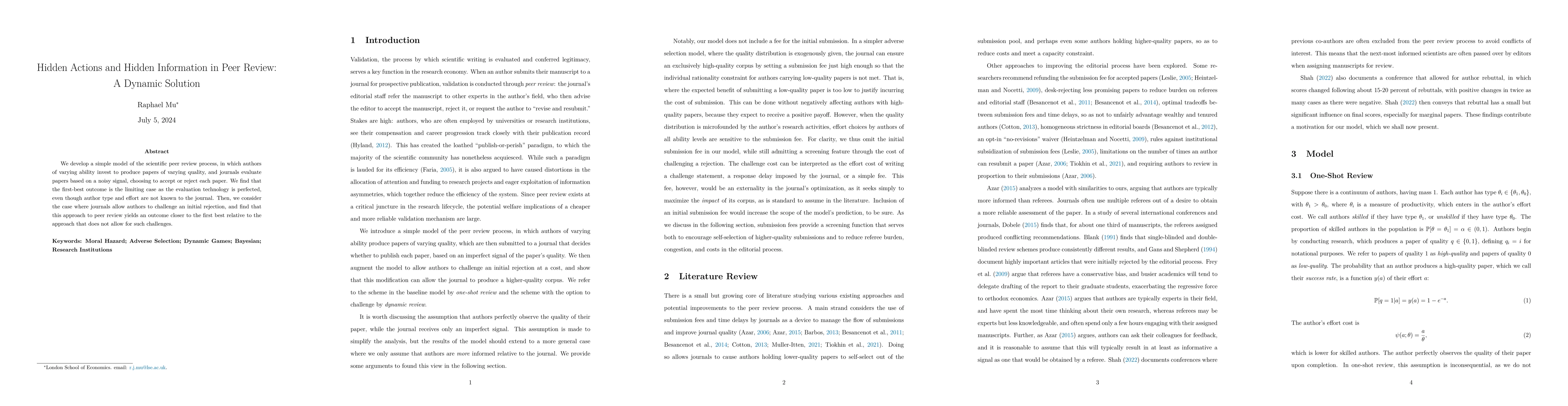 Thumbnail for Hidden Actions and Hidden Information in Peer Review: A Dynamic Solution