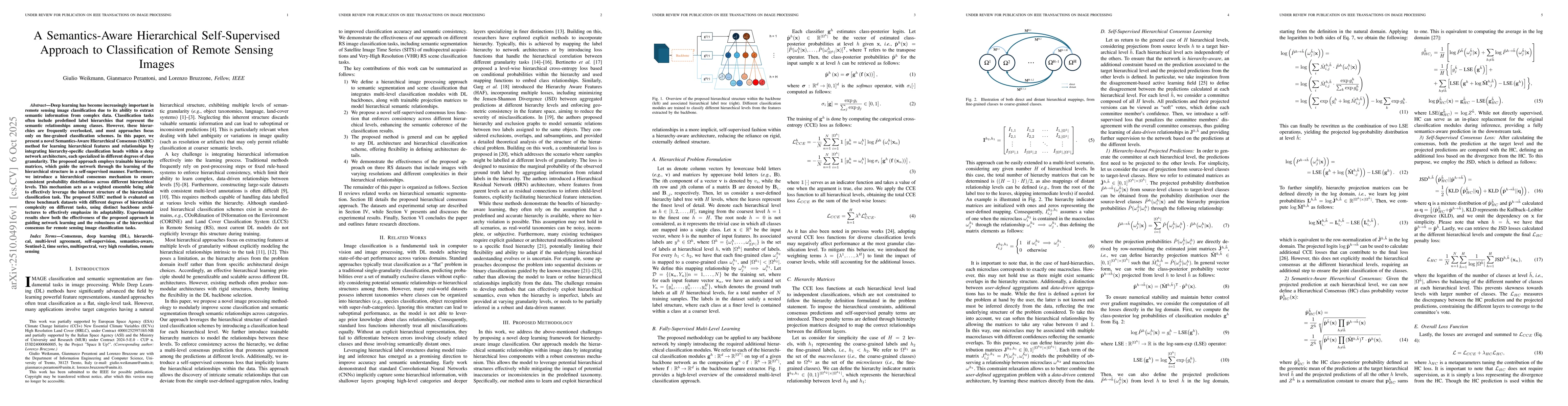 Thumbnail for A Semantics-Aware Hierarchical Self-Supervised Approach to
  Classification of Remote Sensing Images