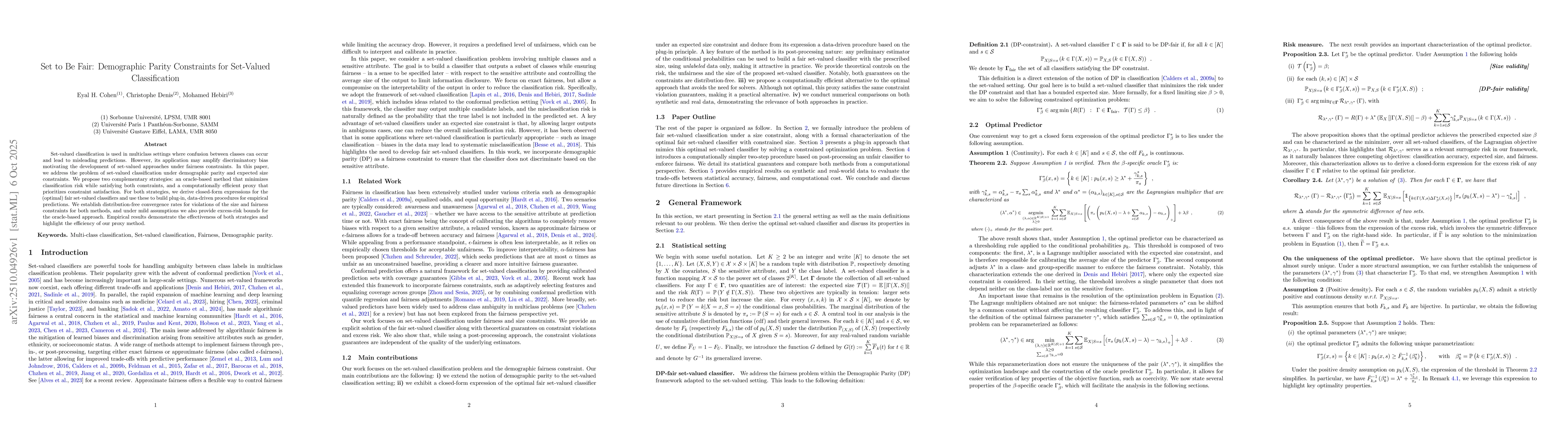 Thumbnail for Set to Be Fair: Demographic Parity Constraints for Set-Valued
  Classification