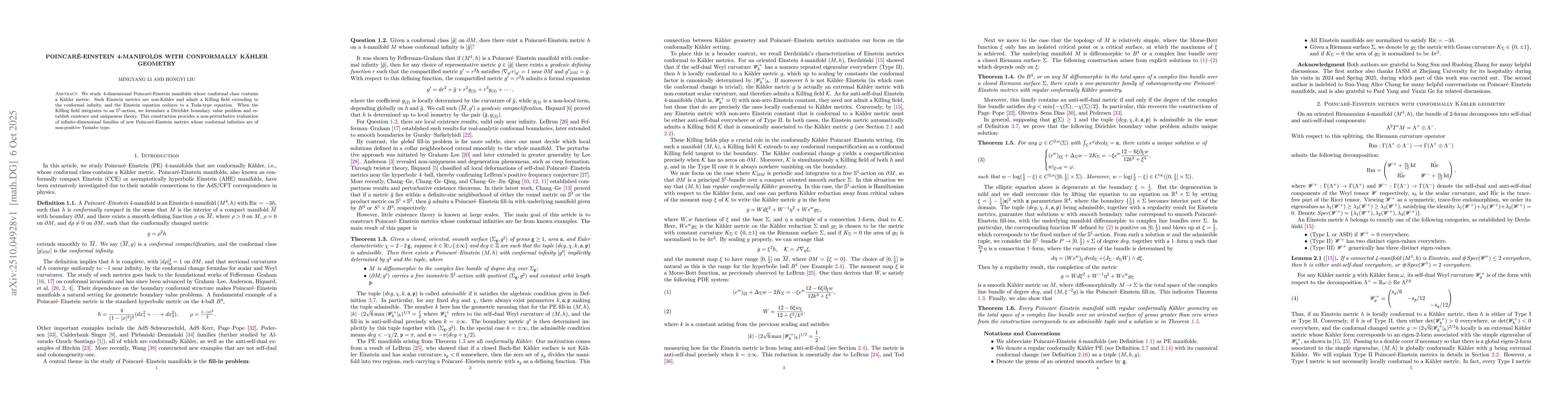 Thumbnail for Poincaré-Einstein 4-manifolds with conformally Kähler geometry
