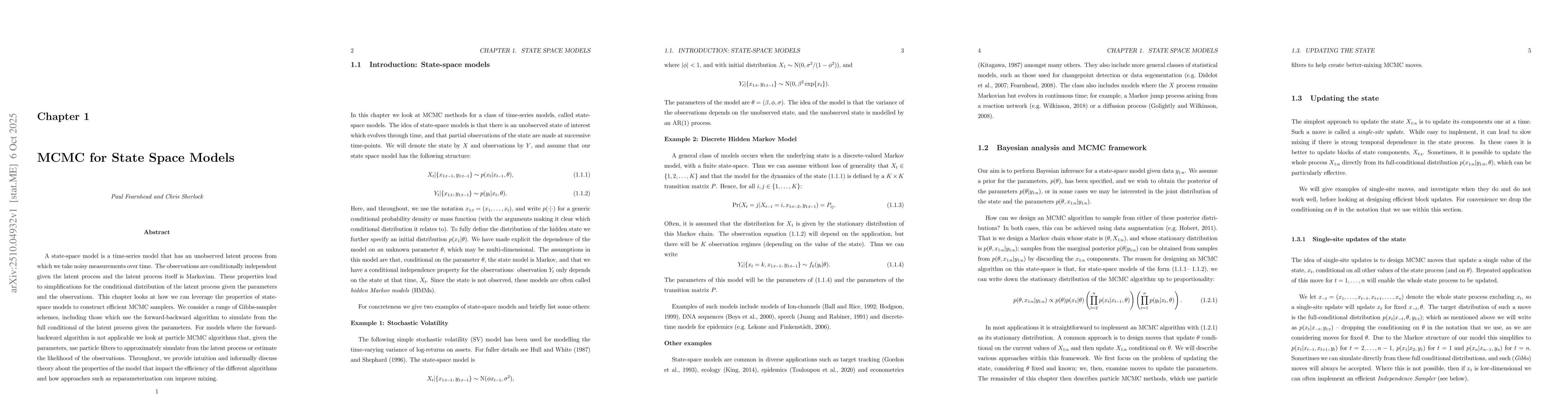 Thumbnail for MCMC for State Space models