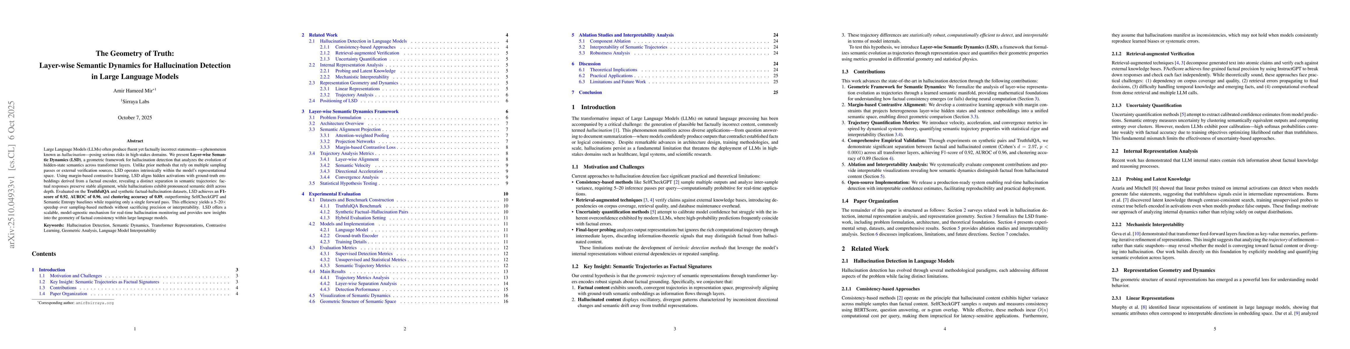 Thumbnail for The Geometry of Truth: Layer-wise Semantic Dynamics for Hallucination
  Detection in Large Language Models