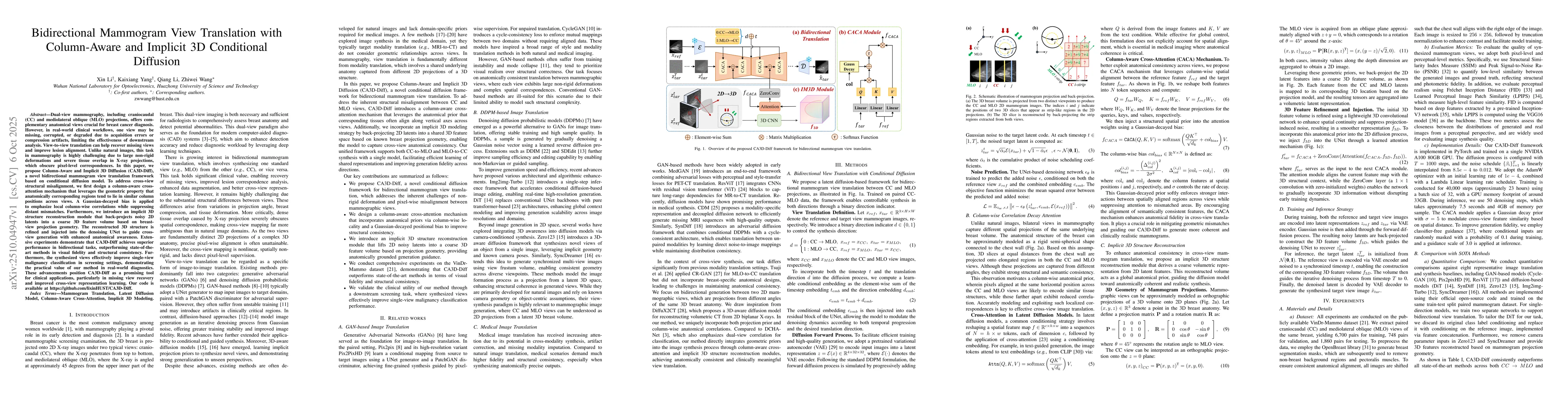 Thumbnail for Bidirectional Mammogram View Translation with Column-Aware and Implicit
  3D Conditional Diffusion