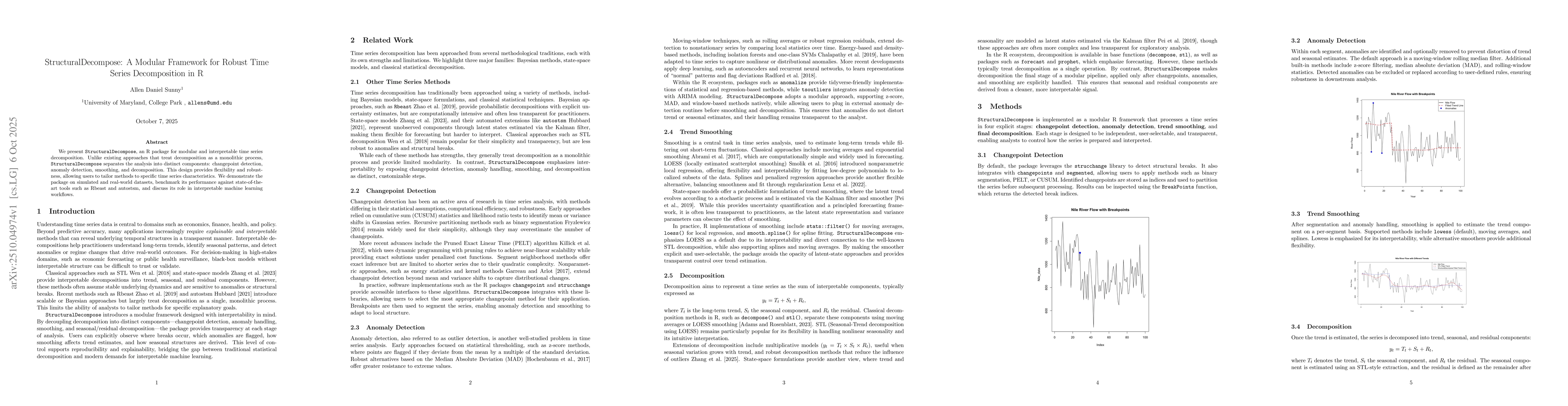 Thumbnail for StructuralDecompose: A Modular Framework for Robust Time Series
  Decomposition in R