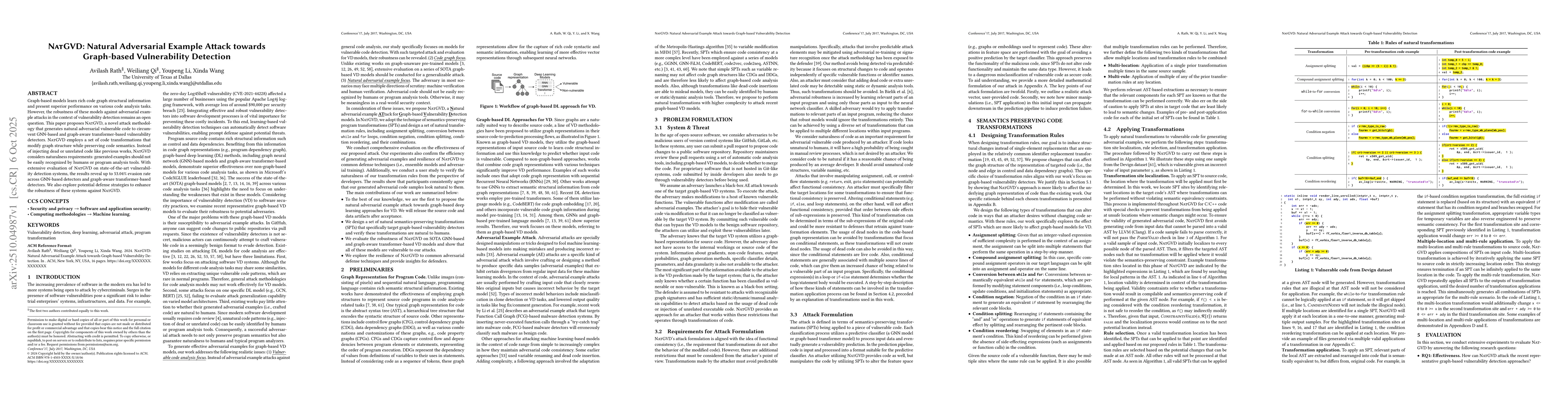 Thumbnail for NatGVD: Natural Adversarial Example Attack towards Graph-based
  Vulnerability Detection