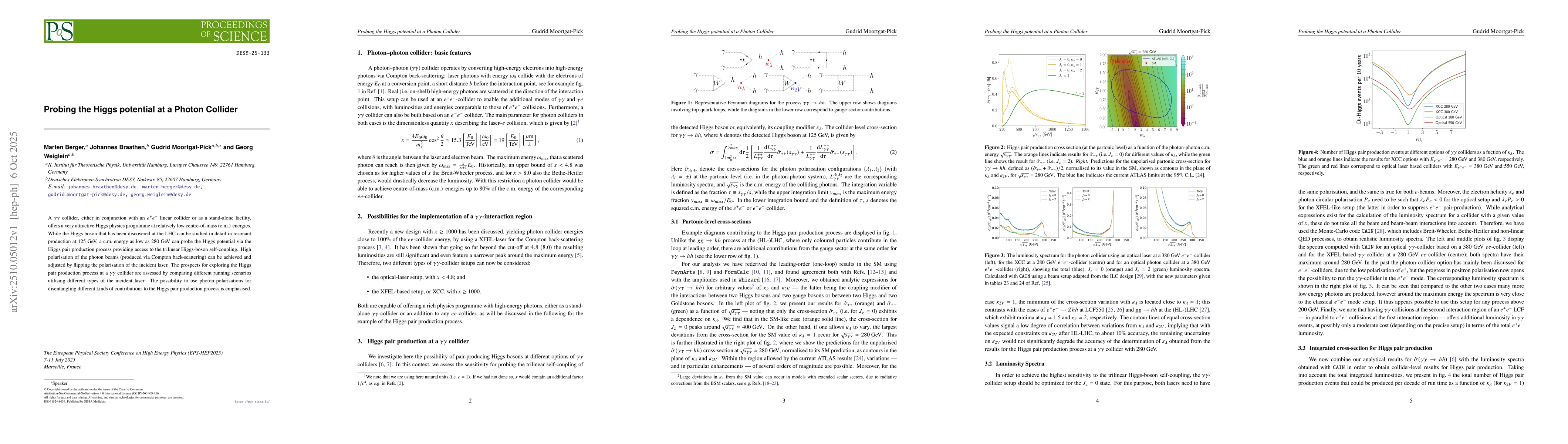 Thumbnail for Probing the Higgs potential at a Photon Collider