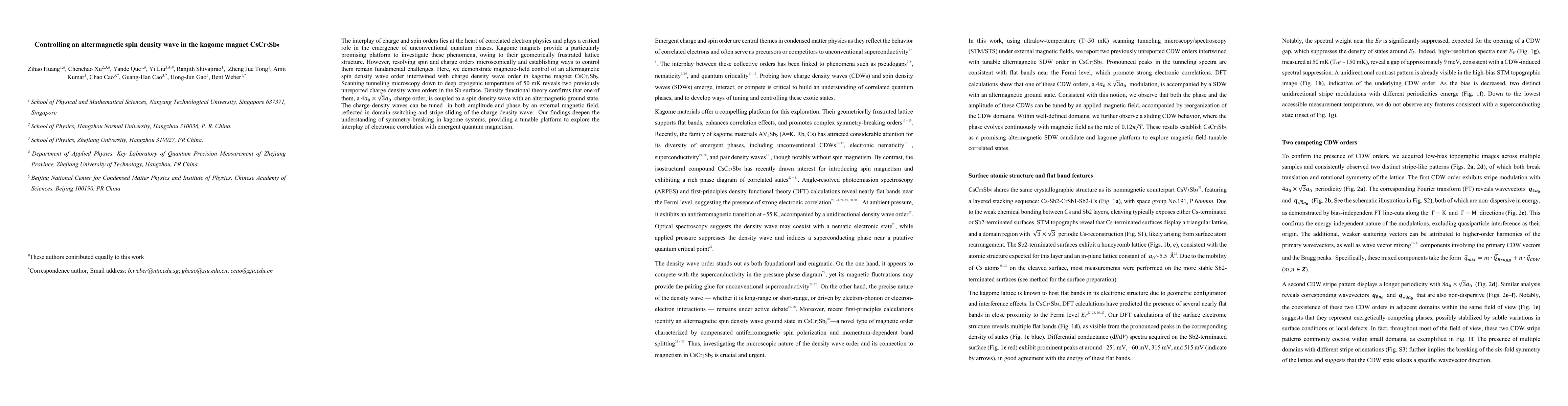 Thumbnail for Controlling an altermagnetic spin density wave in the kagome magnet
  CsCr3Sb5