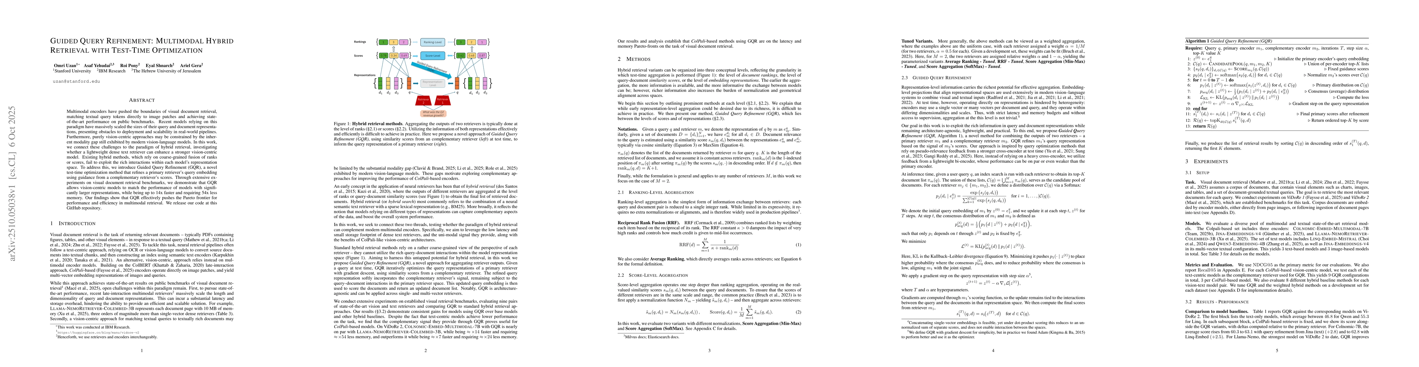 Thumbnail for Guided Query Refinement: Multimodal Hybrid Retrieval with Test-Time
  Optimization