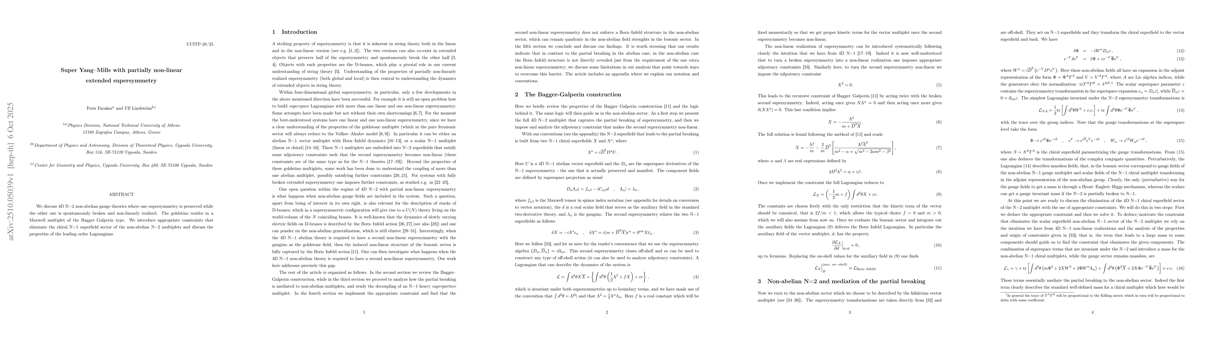 Thumbnail for Super Yang-Mills with partially non-linear extended supersymmetry