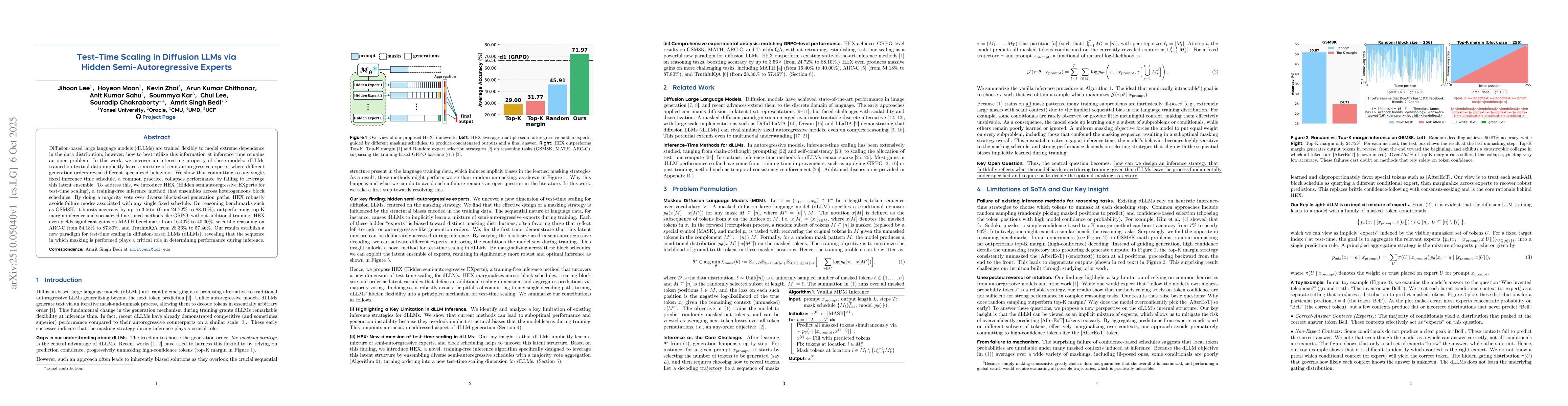 Thumbnail for Test-Time Scaling in Diffusion LLMs via Hidden Semi-Autoregressive
  Experts