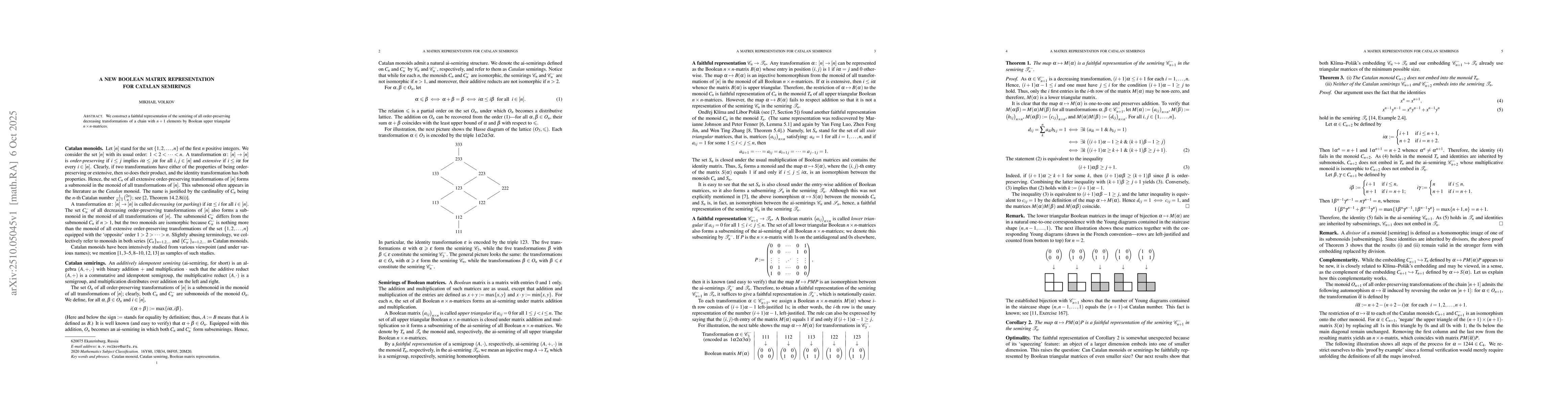 Thumbnail for A new Boolean matrix representation for Catalan semirings