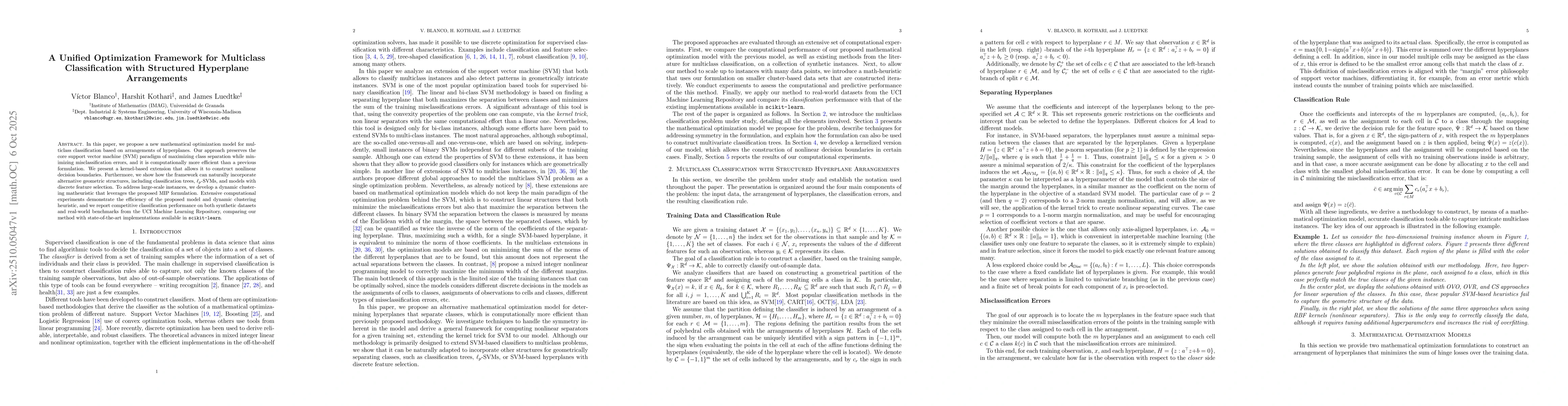 Thumbnail for A Unified Optimization Framework for Multiclass Classification with
  Structured Hyperplane Arrangements