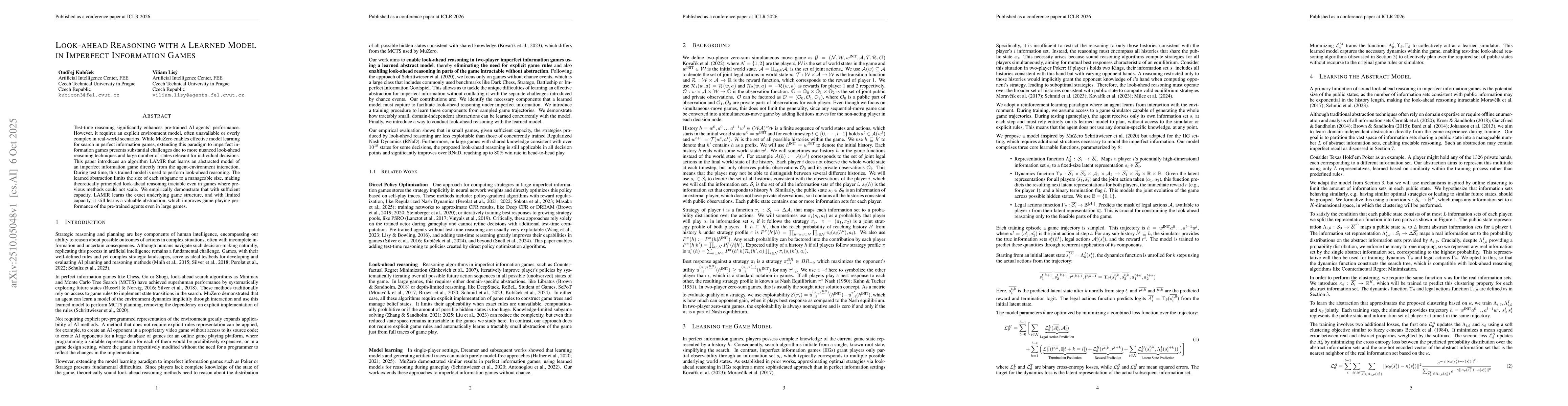 Thumbnail for Look-ahead Reasoning with a Learned Model in Imperfect Information Games