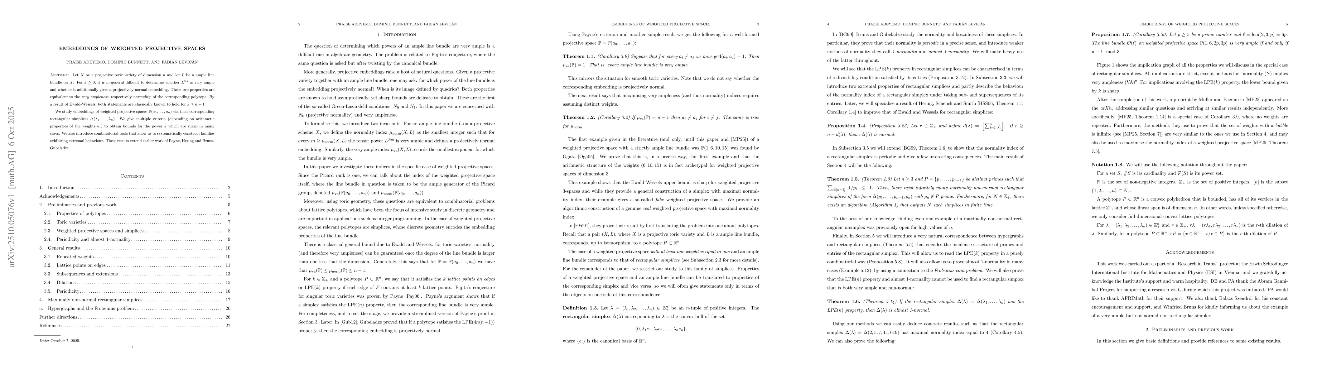 Thumbnail for Embeddings of weighted projective spaces