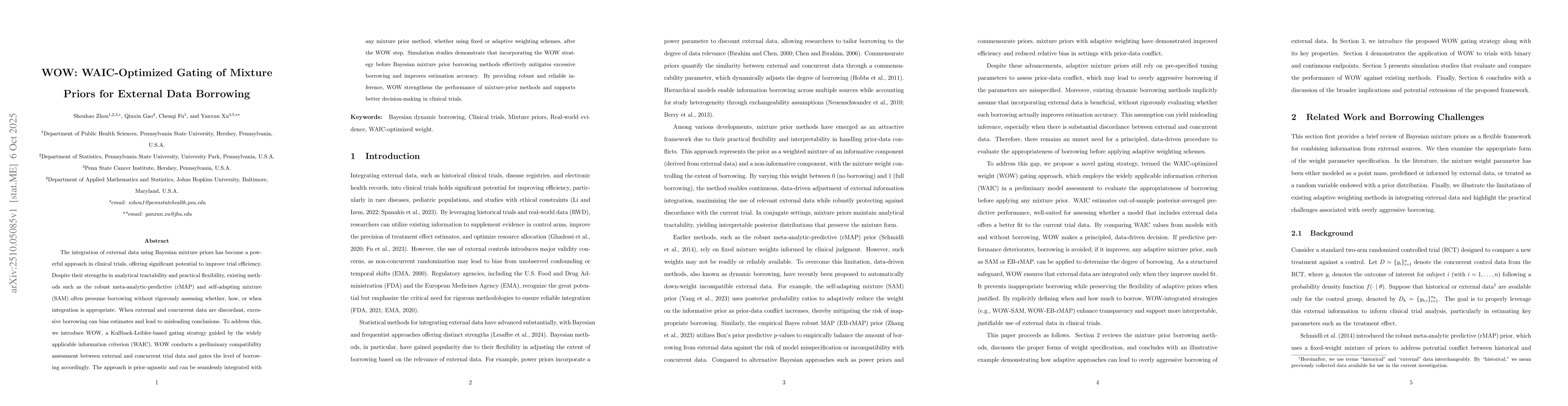 Thumbnail for WOW: WAIC-Optimized Gating of Mixture Priors for External Data Borrowing