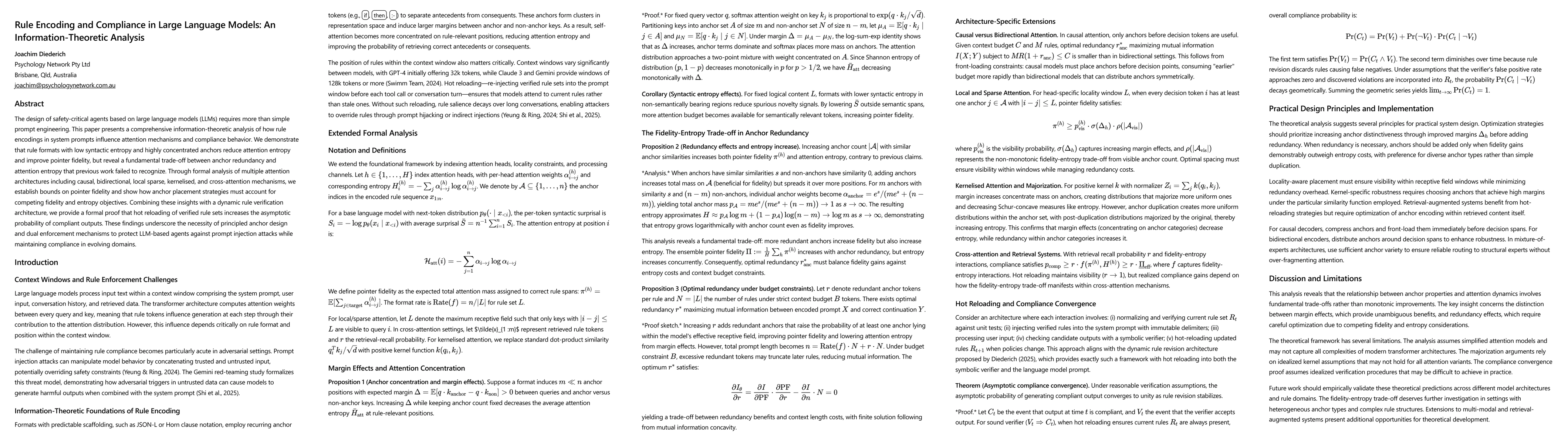 Thumbnail for Rule Encoding and Compliance in Large Language Models: An
  Information-Theoretic Analysis
